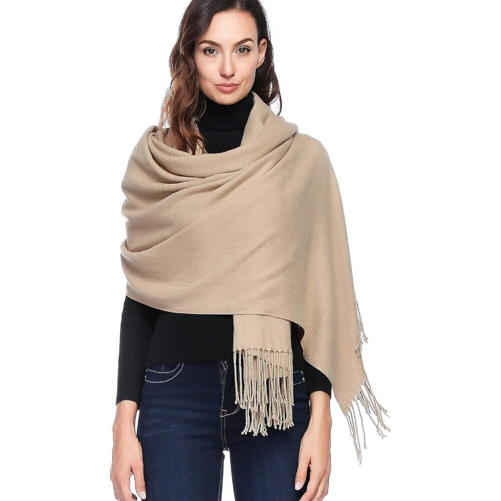 Wool Polyester Shawl Large Winter Warm Wraps Scarf Blanket for Women